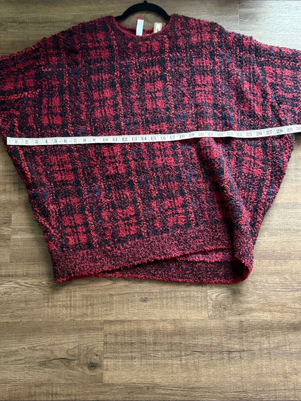 SKIMS Red and Black Plaid Cozy Oversized Crewneck Pullover Sz L/XL NWT - Picture 5 of 7